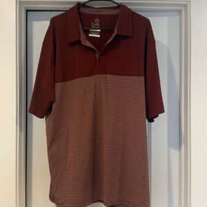 Swannies Maroon and Striped Golf Polo Shirt